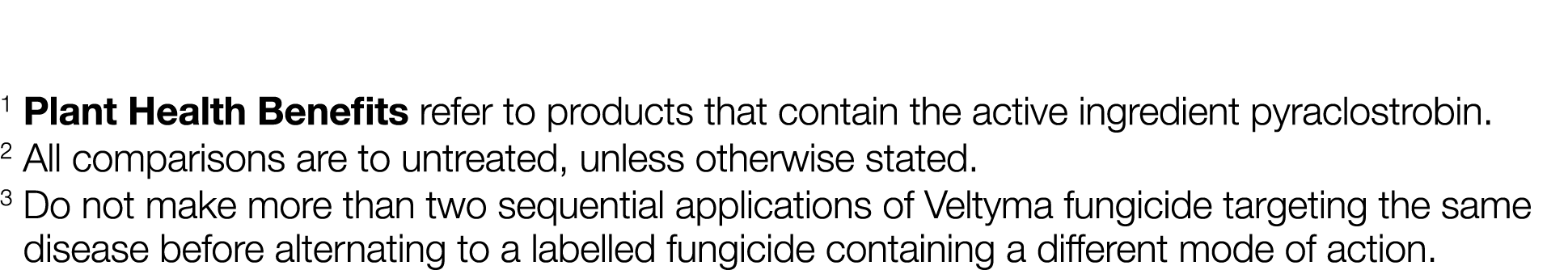 1 Plant Health Benefits refer to products that contain the active ingredient pyraclostrobin  2 All comparisons are to   