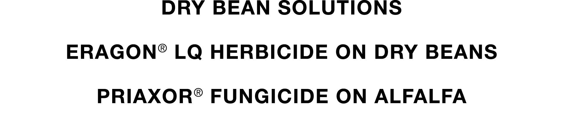 Dry bean solutions Eragon  LQ herbicide on dry beans Priaxor  fungicide on alfalfa 