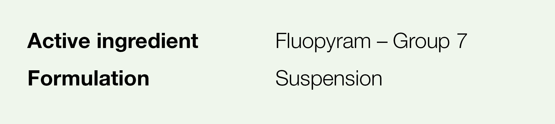 Active ingredient,Fluopyram   Group 7,Formulation,Suspension