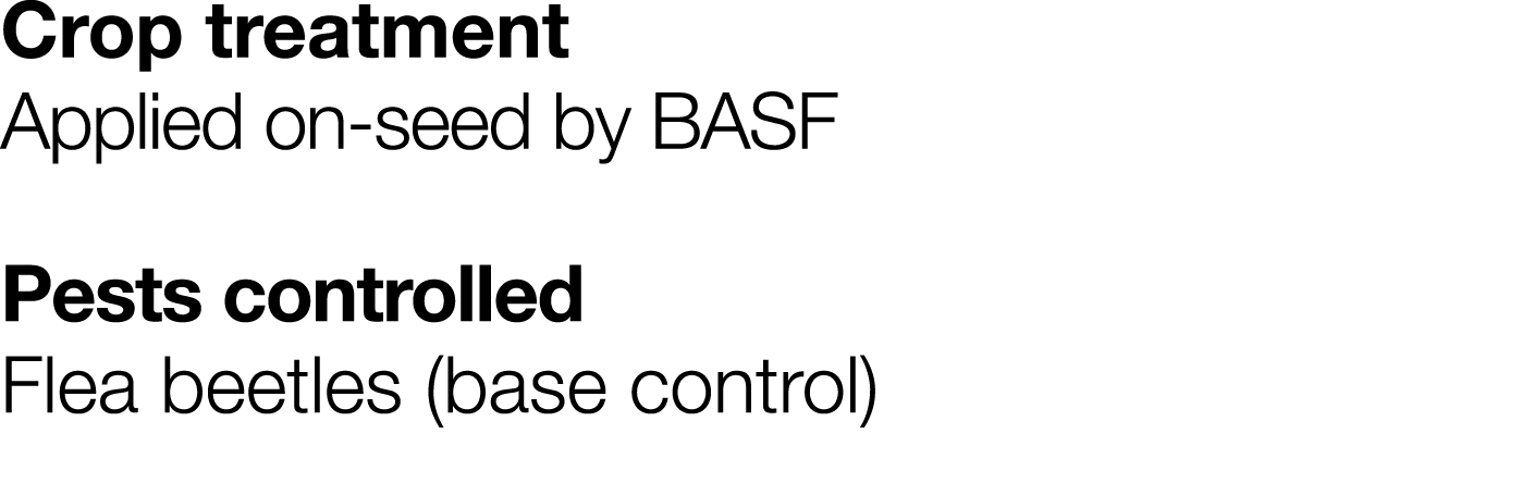 Crop treatment Applied on-seed by BASF Pests controlled Flea beetles (base control)