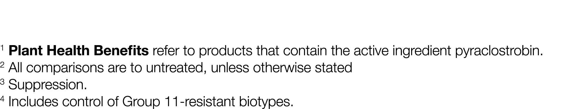 1 Plant Health Benefits refer to products that contain the active ingredient pyraclostrobin  2 All comparisons are to   