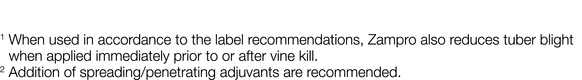 1  When used in accordance to the label recommendations, Zampro also reduces tuber blight when applied immediately pr   