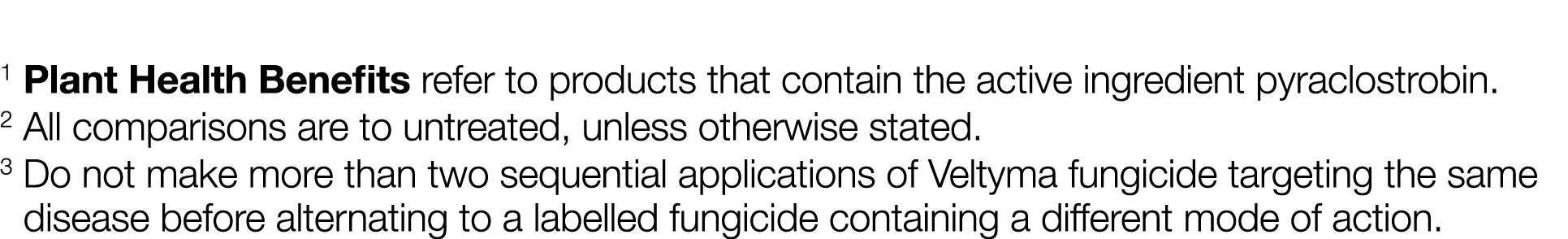 1 Plant Health Benefits refer to products that contain the active ingredient pyraclostrobin  2 All comparisons are to   