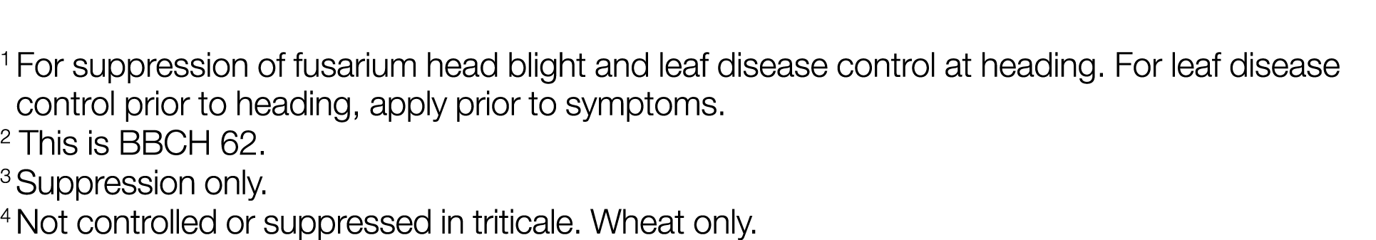 1  For suppression of fusarium head blight and leaf disease control at heading  For leaf disease control prior to hea   
