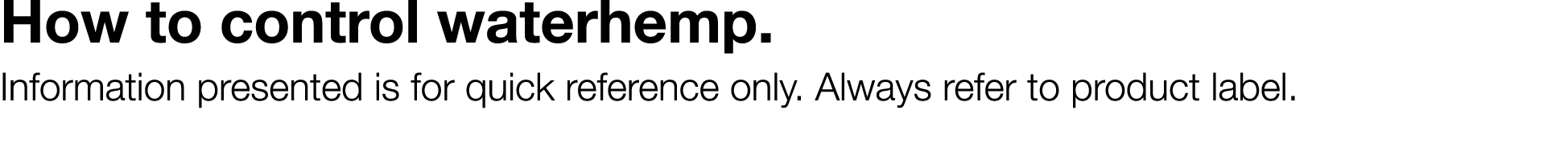 How to control waterhemp  Information presented is for quick reference only  Always refer to product label 