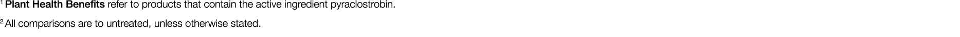 1 Plant Health Benefits refer to products that contain the active ingredient pyraclostrobin  2 All comparisons are to   