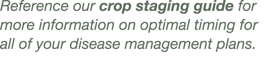 Reference our crop staging guide for more information on optimal timing for all of your disease management plans 