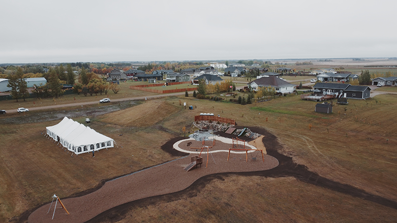 Drone shot of a playground